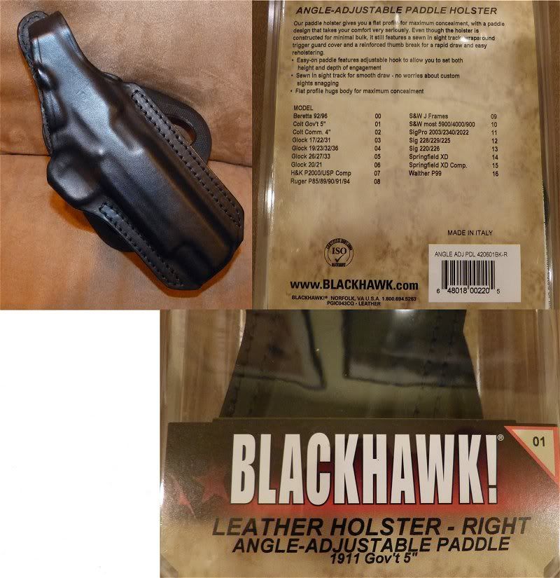 FS Blackhawk Leather adjustable paddle Right Hand holster for the 1911
